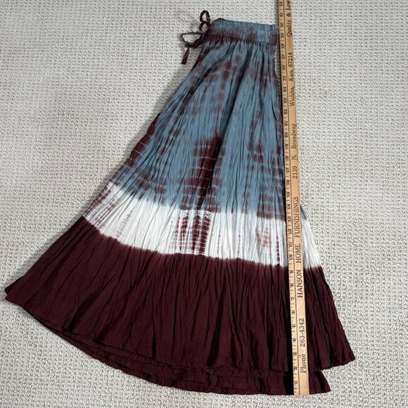 J Gee Bohemian Tie-Dye Crinkled Midi Skirt M Hippie Gypsy Airy Flowy Elastic - Picture 12 of 12